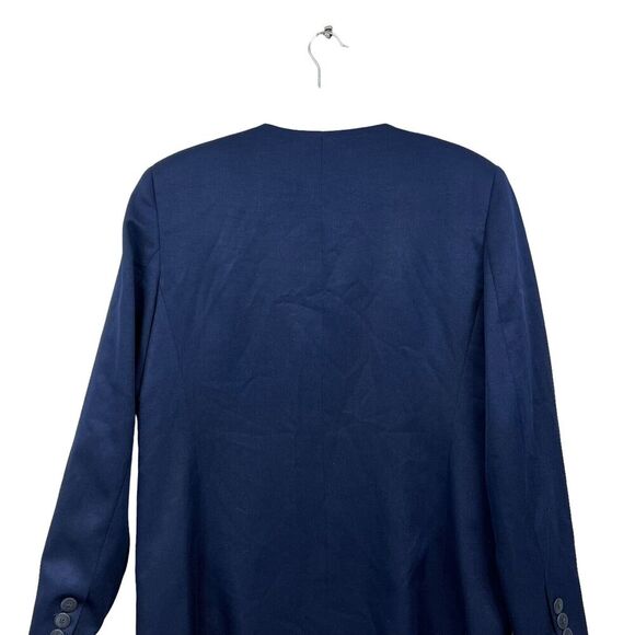 Giorgio Sant Angelo Womens Blazer Collarless Front Four Pockets Lined Navy Sz 12 - Picture 6 of 6